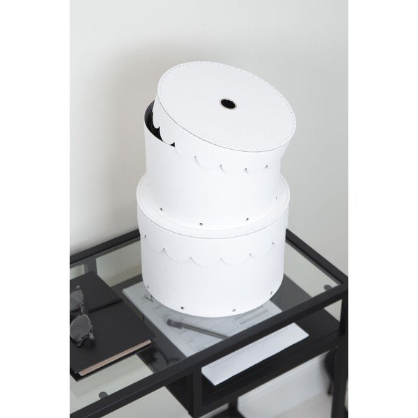 Białe kartonowe pojemniki zestaw 2 szt. z pokrywką ø 26x17,5 cm Wilma Paper Laminate – Bigso-image-1