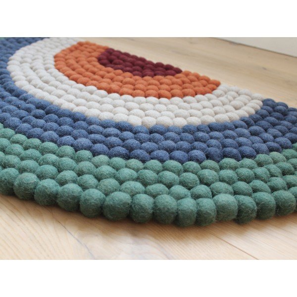 Dziecięcy wełniany dywan kulkowy Wooldot Ball Rugs Rainbow Green-image-1