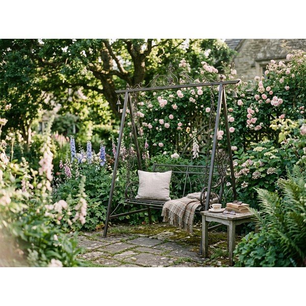 Czarna metalowa huśtawka ogrodowa Kari – Garden Pleasure-image-3