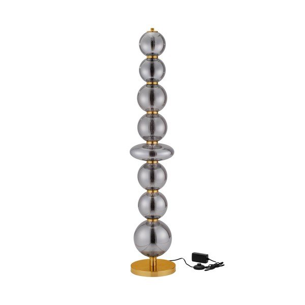 Szara metalowa lampa stojąca LED ze ściemniaczem ze szklanym kloszem (wysokość 140 cm) Navi – Nova Luce