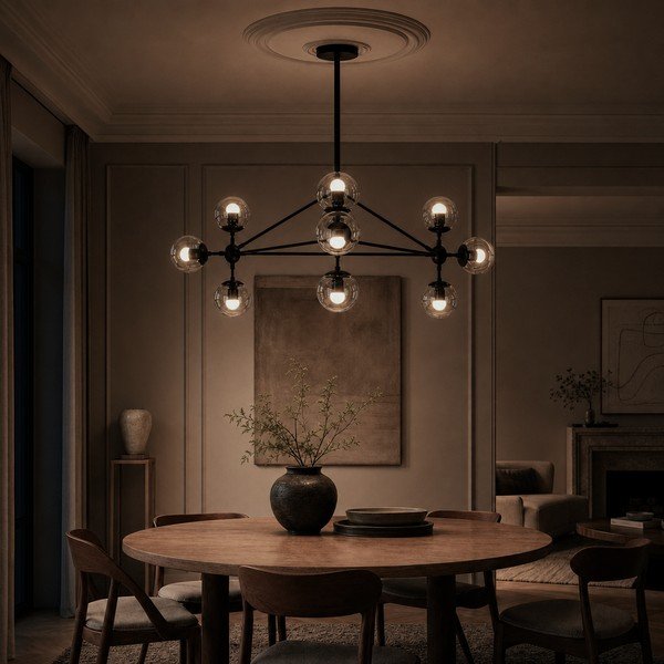 Czarna metalowa lampa wisząca ze szklanym kloszem Abira – Premier Housewares-image-1
