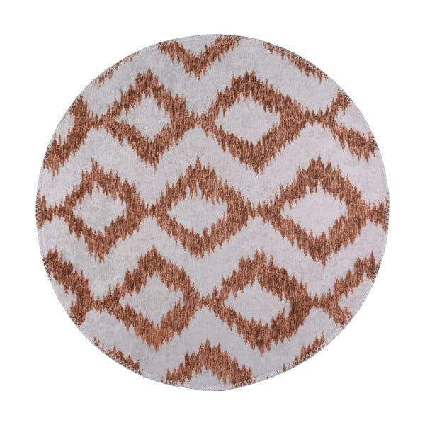 Biało-pomarańczowy okrągły dywan odpowiedni do prania ø 120 cm – Vitaus
