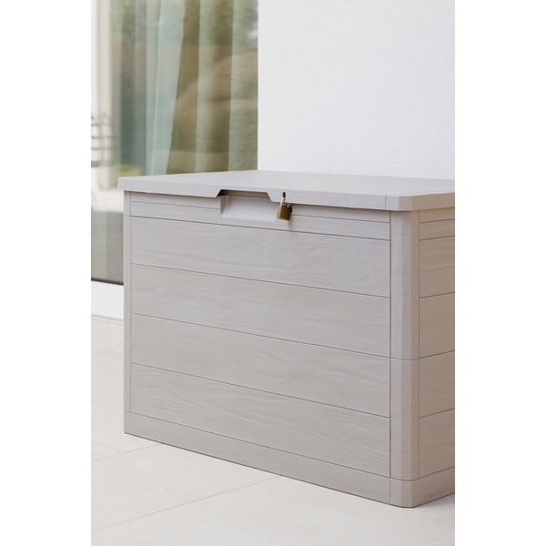 Jasnoszara plastikowa skrzynia ogrodowa Woodys – Toomax-image-3