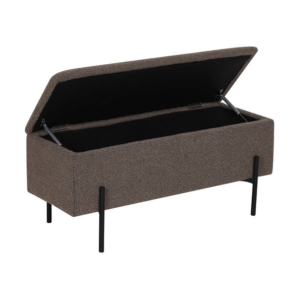 Brązowa ławka z materiału bouclé Watford – House Nordic-image-4