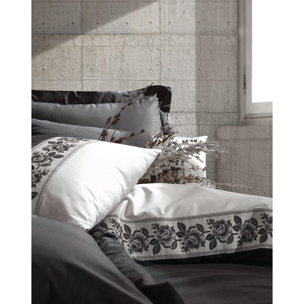 Szara pościel bawełniana z prześcieradłem Cotton Box Rosinda, 200x220 cm-image-2