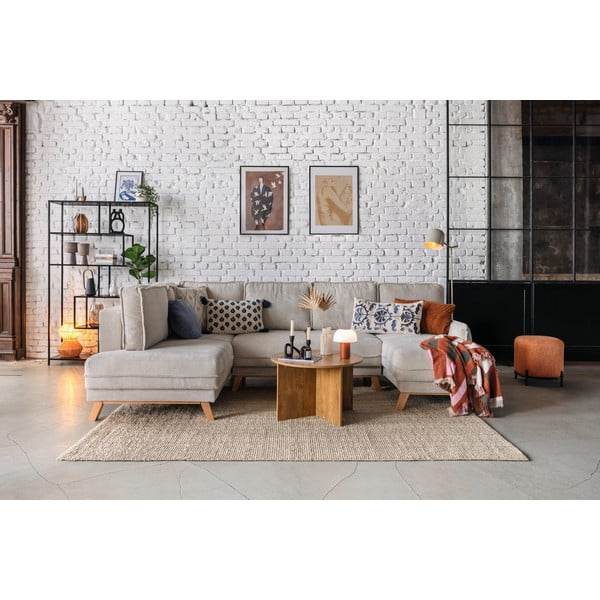 Niebieski sztruksowy rozkładany narożnik (lewostronny/w kształcie litery U) Tori – Bonami Selection-image-1