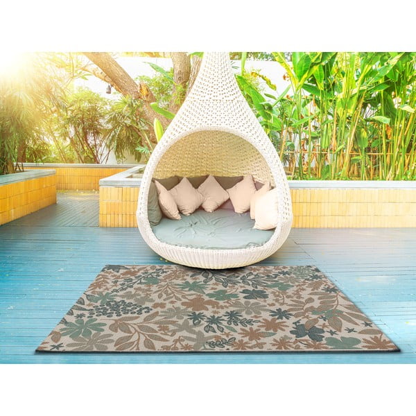 Beżowo-zielony dywan zewnętrzny Universal Floral, 155x230 cm-image-1