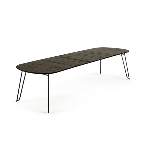 Ciemnobrązowy rozkładany stół z blatem w dekorze jesionu 100x170 cm Milian – Kave Home-image-2