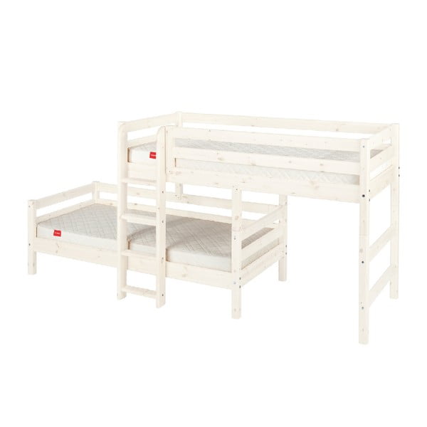 Białe dziecięce łóżko piętrowe z drewna sosnowego Flexa Classic, 90x200 cm