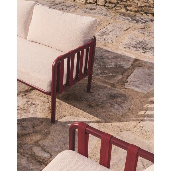 Czerwony/beżowy aluminiowy zestaw mebli ogrodowych dla 4 osób Omala – Kave Home-image-3