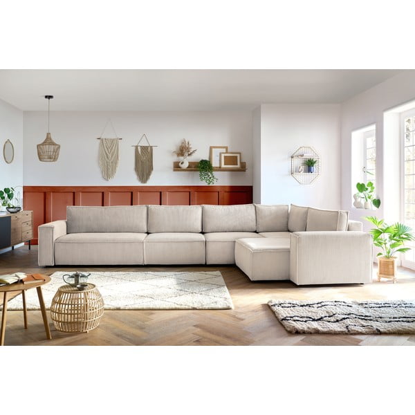 Kremowy sztruksowy narożnik (prawostronny) Nihad modular – Bobochic Paris-image-1