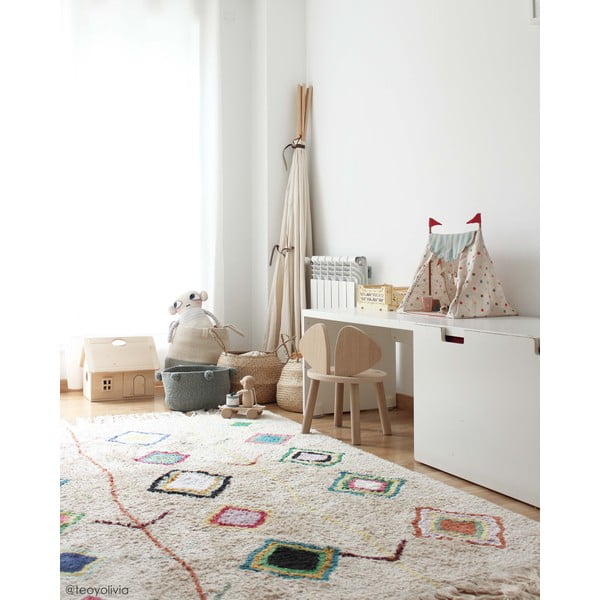 Kremowy bawełniany dywan tkany ręcznie odpowiedni do prania 140x200 cm Kaarol – Lorena Canals-image-3