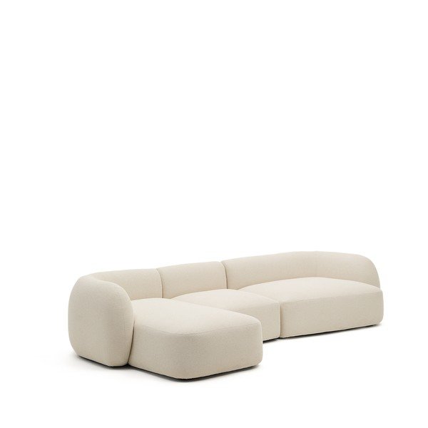 Kremowy narożnik z tkaniny szenilowej (lewostronny/z szezlongiem) Martina – Kave Home-image-2