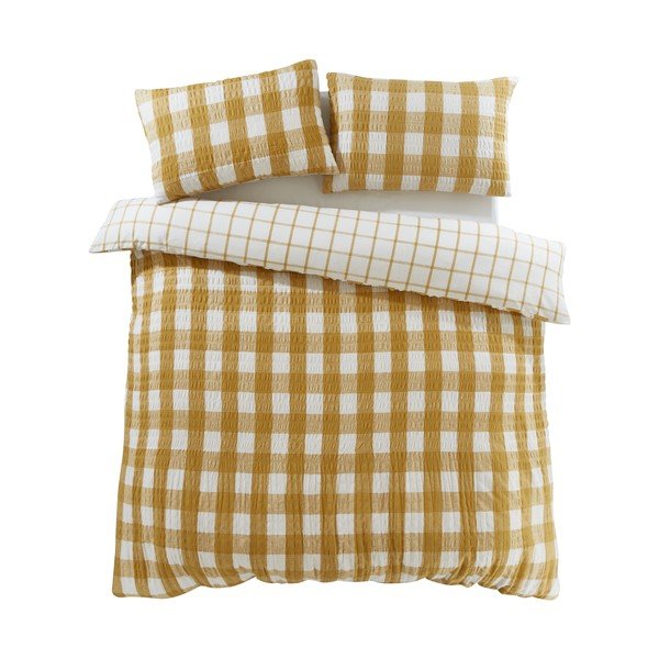 Żółta flanelowa pościel jednoosobowa 135x200 cm Gingham Check – Catherine Lansfield-image-2