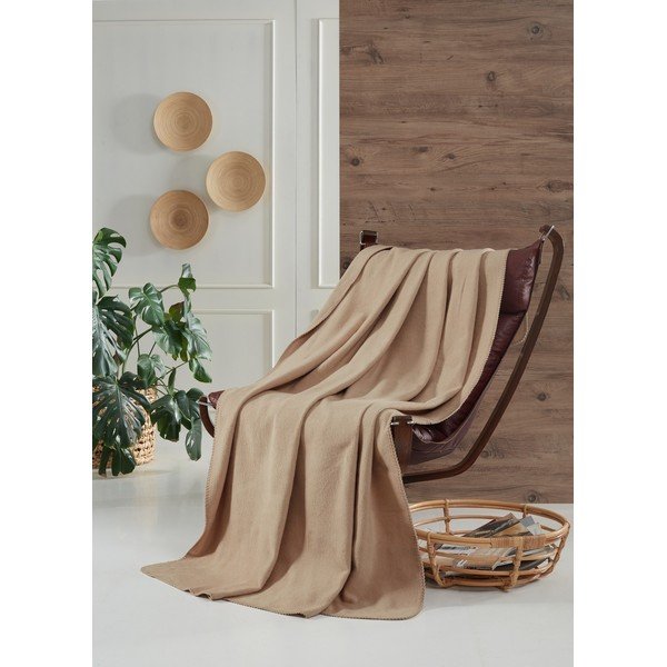 Beżowy polarowy koc 130x170 cm Brighton – Mijolnir-image-1