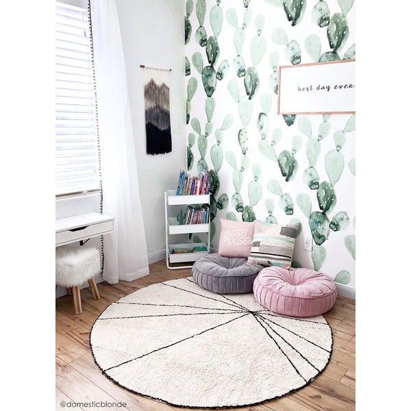 Kremowy bawełniany okrągły dywan tkany ręcznie odpowiedni do prania ø 160 cm Trace Beige – Lorena Canals-image-3