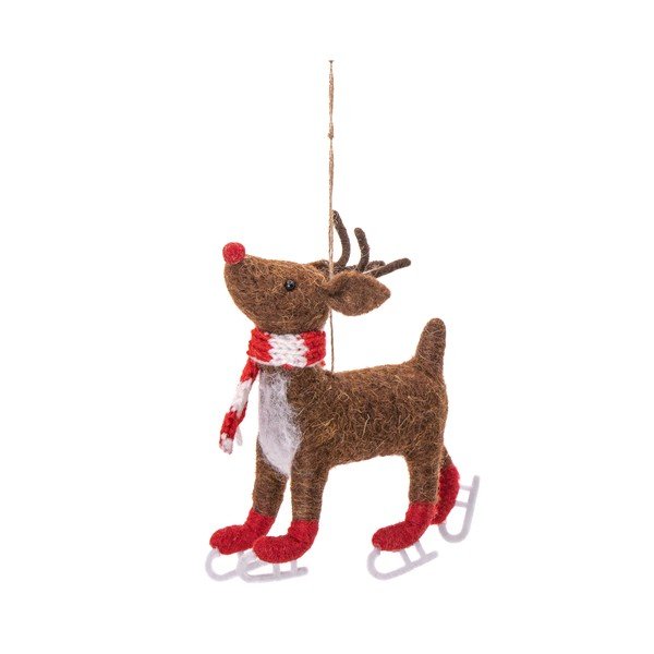 Tekstylna ozdoba świąteczna wykonana ręcznie 13 cm Skating Rudolph – Sass & Belle