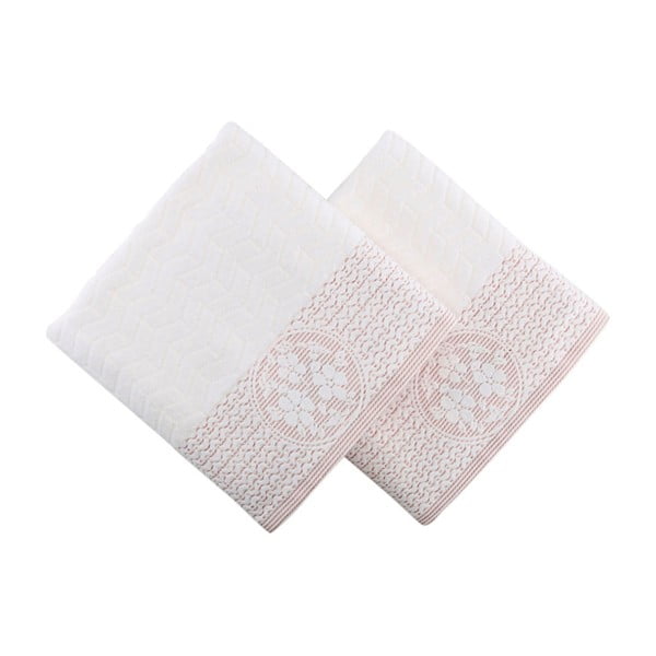 Zestaw 2 biało-różowych ręczników Armada, 90x50 cm