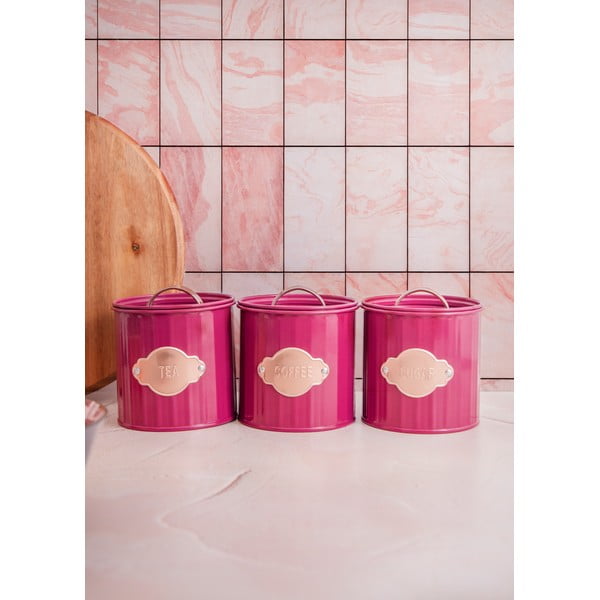 Czerwone stalowe pojemniki na żywność zestaw 3 szt. – Kitchen Craft-image-1