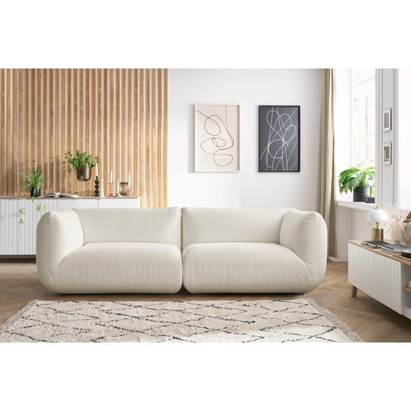 Biała sztruksowa sofa 260 cm Lecomte – Bobochic Paris-image-1