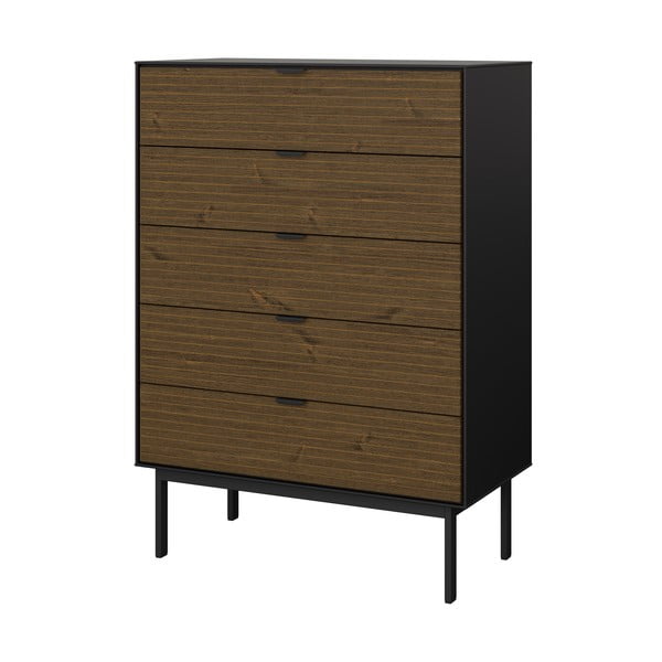 Czarna wysoka komoda w dekorze sosny 80x111 cm Soma – Tvilum-image-3