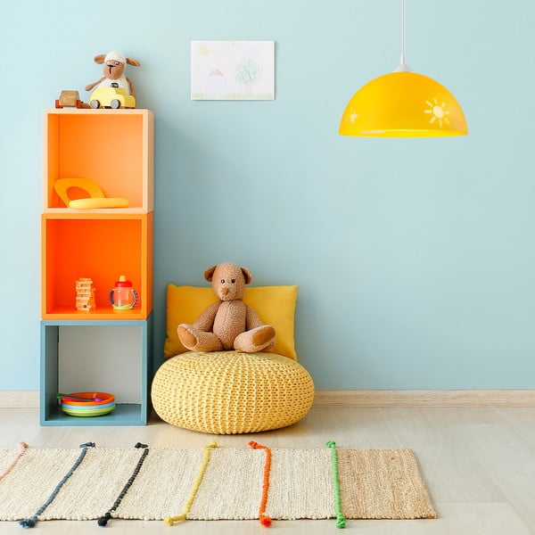 Lampa dziecięca w kolorze ochry ze szklanym kloszem ø 30 cm Day & Night – LAMKUR-image-1