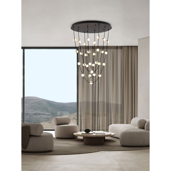 Aluminiowa lampa wisząca LED ze ściemniaczem w kolorze matowej czerni z kloszem ze szkła akrylowego ø 84 cm Alcinoe – Nova Luce-image-1