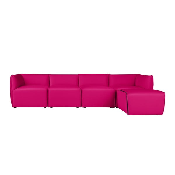 Różowa modułowa sofa 4-osobowa z podnóżkiem Norrsken Ebbe