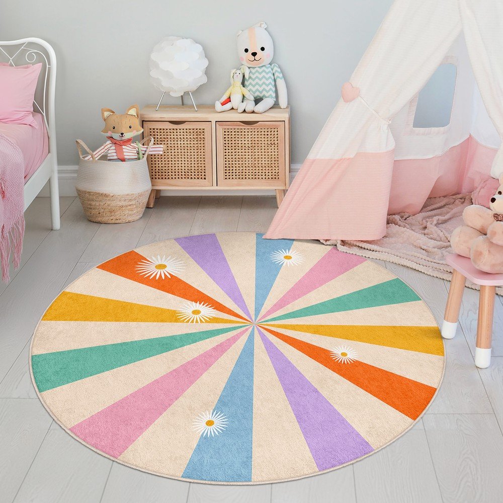Dywan dziecięcy odpowiedni do prania ø120 cm Rainbow Daisy – Mila Home (zdjęcie 8)