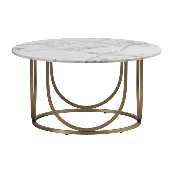Okrągły stolik w biało-złotym kolorze w dekorze marmuru ø 79 cm Gwyneth – CosmoLiving by Cosmopolitan
