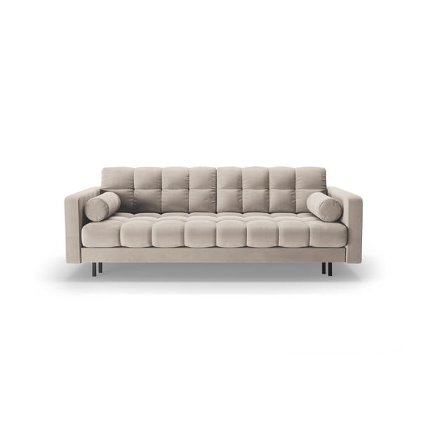 Beżowa aksamitna rozkładana sofa ze schowkiem 222 cm Bali – Cosmopolitan Design