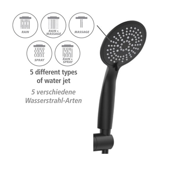 Czarny zestaw prysznicowy ze stali nierdzewnej 120 cm Young – Wenko-image-2