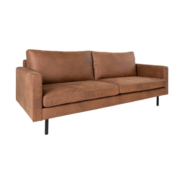 Brązowa sofa z imitacji skóry 196 cm Malaga – House Nordic-image-1