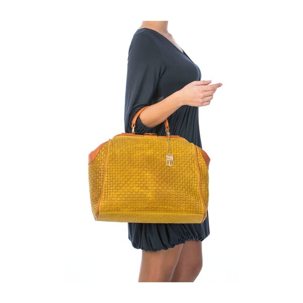 Skórzana torebka Braid Yellow-image-3