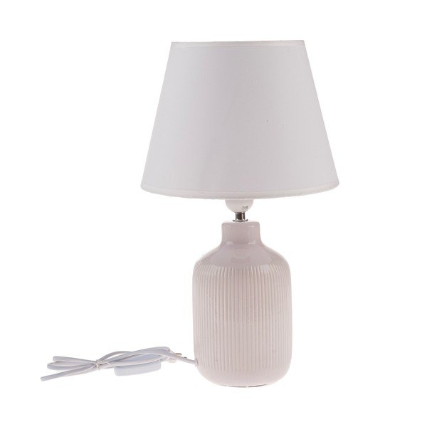 Kremowa lampa stołowa z tekstylnym kloszem (wysokość 41 cm) – Dakls-image-1