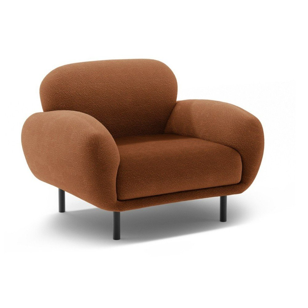 Fotel z materiału bouclé w kolorze terakoty Poppy – Micadoni