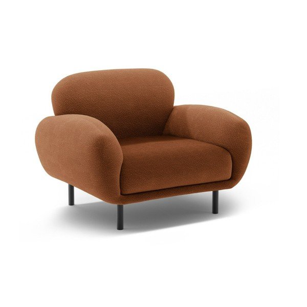 Fotel z materiału bouclé w kolorze terakoty Poppy – Micadoni 