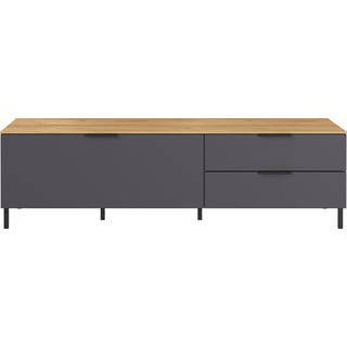 Szara szafka pod TV w dekorze dębu 164x47 cm California – Germania