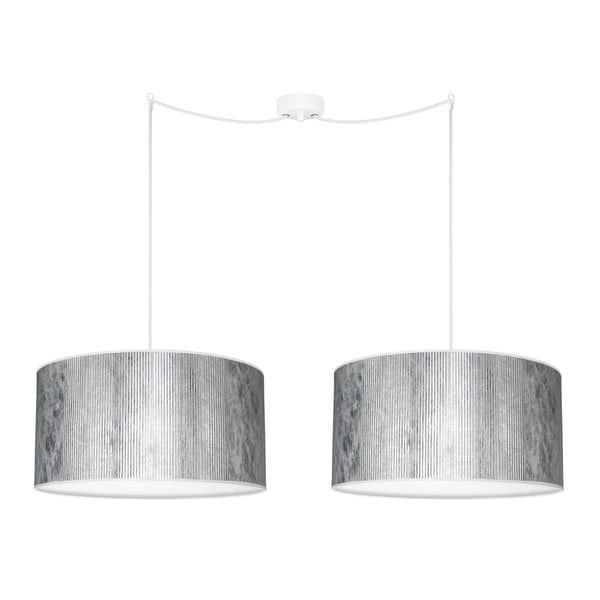 Podwójna lampa wisząca w kolorze srebra z białym kablem Bulb Attack Tres, 1,2 m