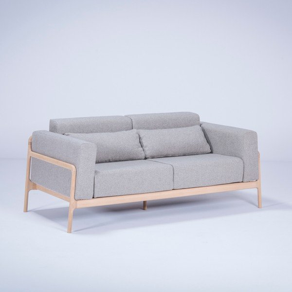 Szara sofa z konstrukcją z litego drewna dębowego Gazzda Fawn, 180 cm-image-1