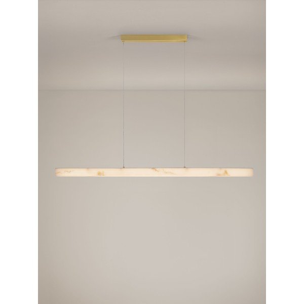 Biała/w kolorze mosiądzu lampa wisząca LED w dekorze kamienia ze ściemniaczem Vaster – Nova Luce-image-4
