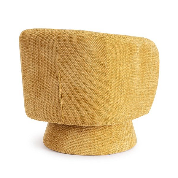 Musztardowy obrotowy fotel z tkaniny szenilowej Julienne – Bizzotto-image-4