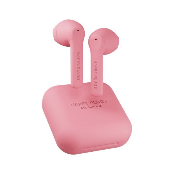 Różowe słuchawki bezprzewodowe Happy Plugs Air 1 Go