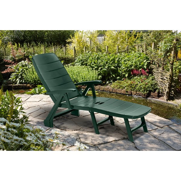 Ciemnozielony plastikowy leżak ogrodowy Roma – Keter-image-1