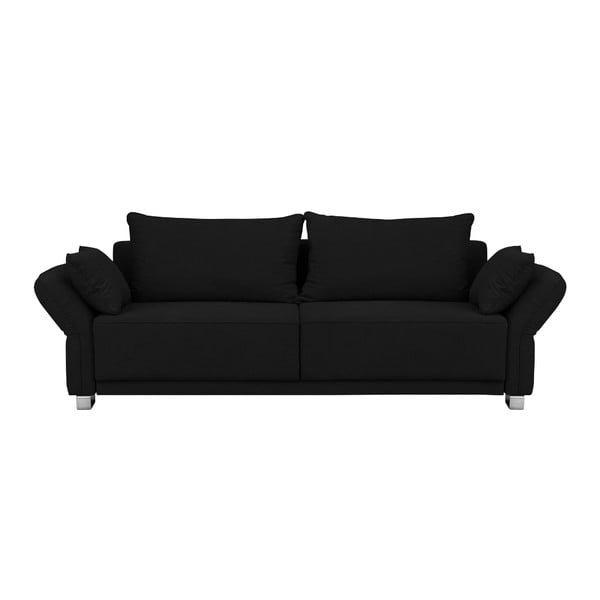 Czarna sofa rozkładana ze schowkiem Windsor & Co Sofas Casiopeia, 245 cm