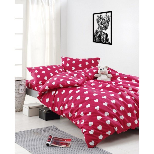 Różowa bawełniana pościel dwuosobowa z prześcieradłem i narzutą 240x260 cm Chole – Mijolnir-image-2