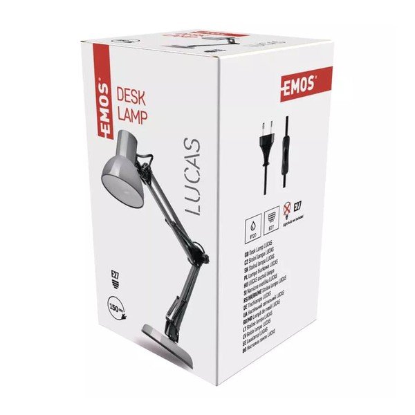 Szara lampa stołowa (wys. 48 cm) Lucas – EMOS-image-1