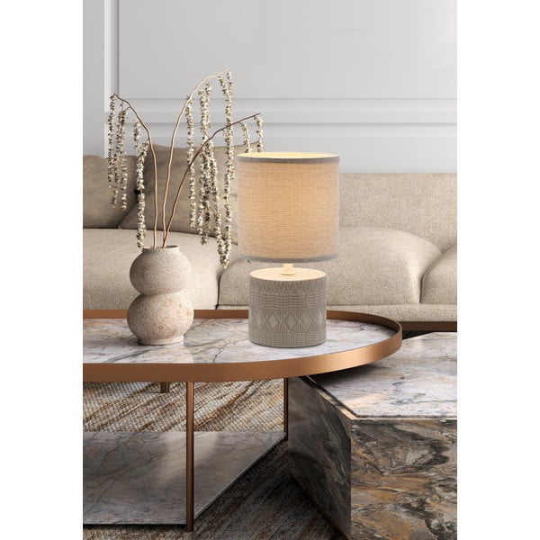 Szara lampa stołowa z tekstylnym kloszem (wys. 26 cm) Dina – Candellux Lighting-image-1