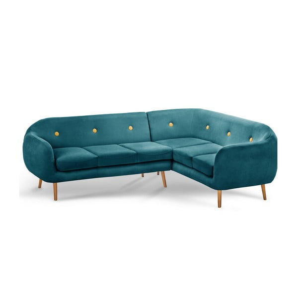 Turkusowozielony 3-osobowy narożnik prawostronny Scandi by Stella Cadente Maison