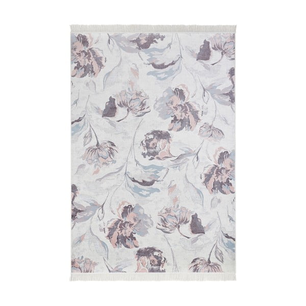 Szaro-biały dywan z domieszką bawełny Nouristan Contemporary Flowers, 95x140 cm